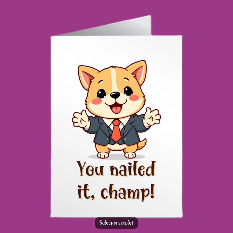 Free Printable Congrats Card: Dapper Dog Handshake, Downloadable Ace