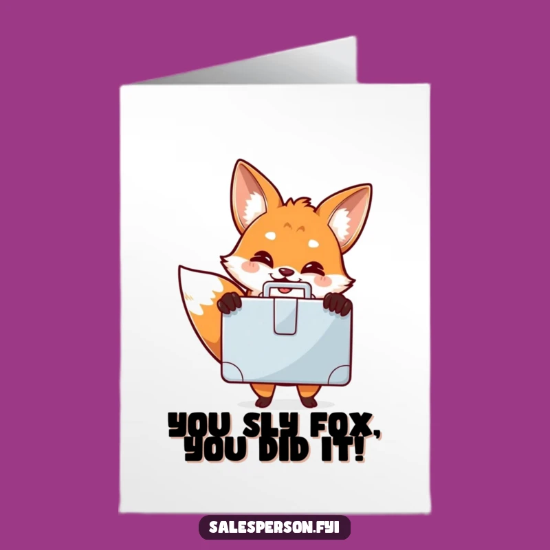 Free Printable Congrats Card: Fox Briefcase, Humorous Download for Business Success