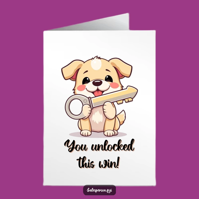 Free Printable Congrats Card: Funny Dog with Key, Amazing Downloadable Gift