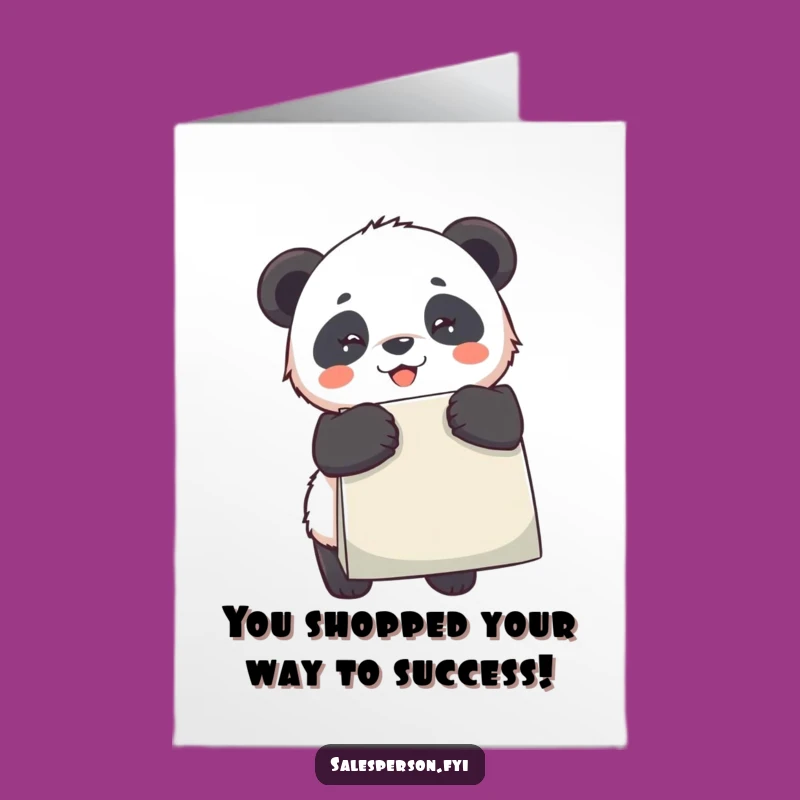 Free Printable Congrats Card: Hilarious Panda Shopping Success Downloadable for Any Win