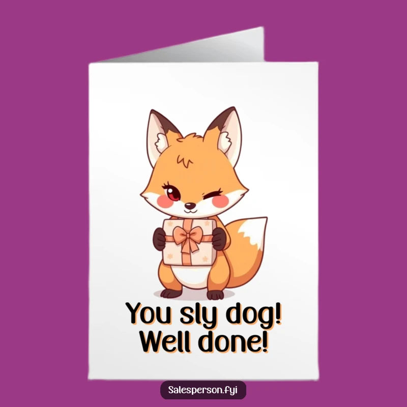 Free Printable Congrats Card: Sly Fox Wink Funny Downloadable Gift for Winners