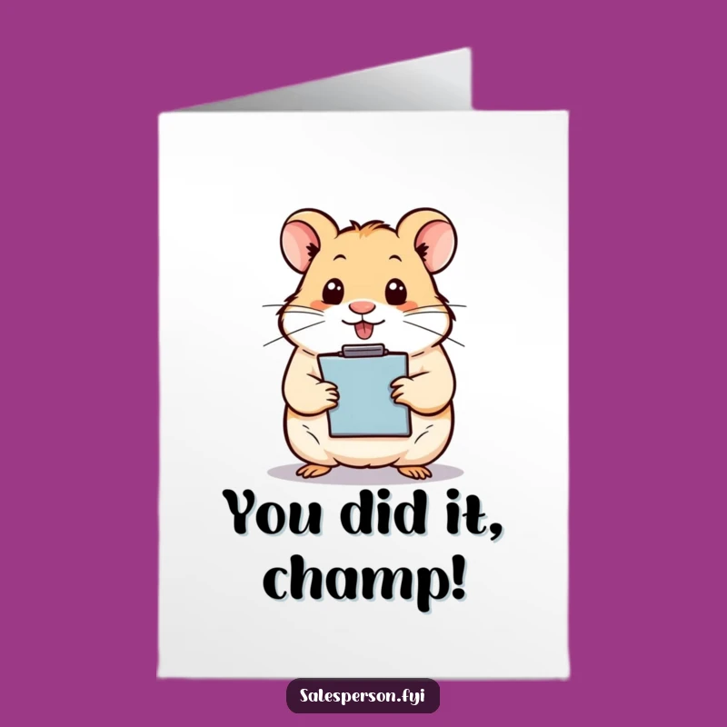 Free Printable Hamster Congrats Card: Organized Success Downloadable Gift