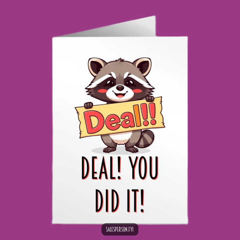 Free Printable Raccoon Congratulations Card: Deal! Funny Downloadable Success Art