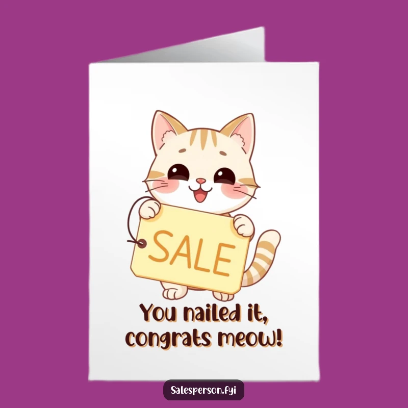 Free Printable Congratulations Card: Cat Sale Sign, Funny Downloadable for Great Deals