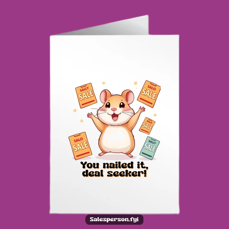 Free Printable Hamster Seller: Congrats Card for Great Deals & Success