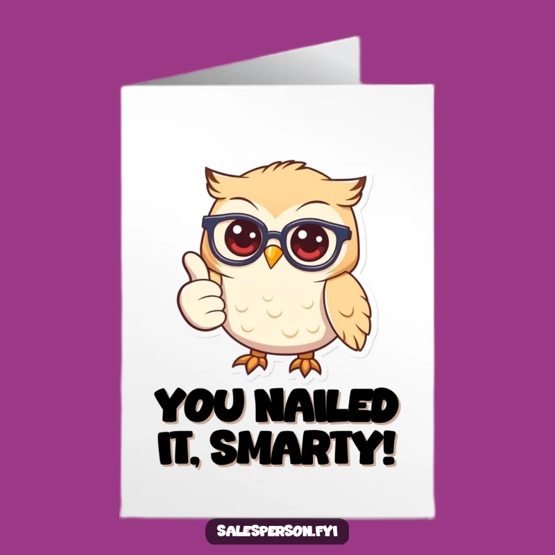 Free Printable Owl Congrats Card: Wise Success Thumbs Up Downloadable