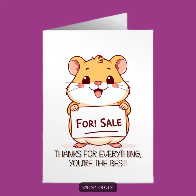 Free Printable Hamster For Sale Thank You Card: Amusing Downloadable DIY Gift