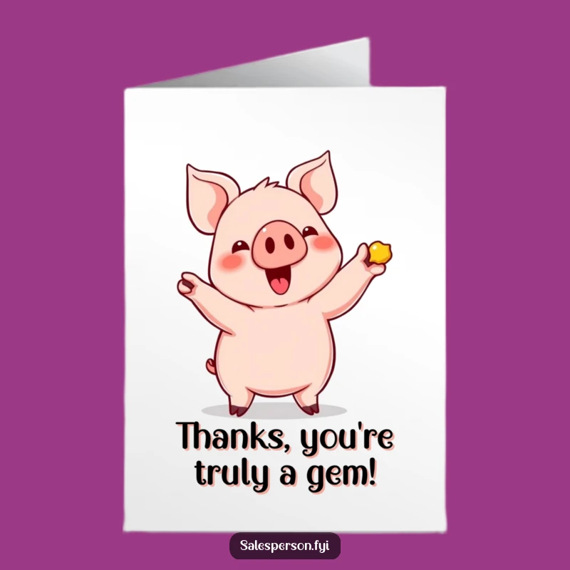 Free Printable Pig Shiny Thank You Card: Witty Downloadable DIY