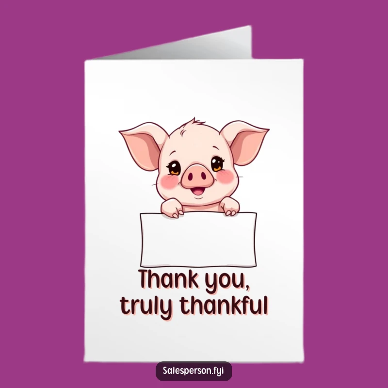 Free Printable Piglet Thank You Card: Hopeful Gesture Downloadable Gift