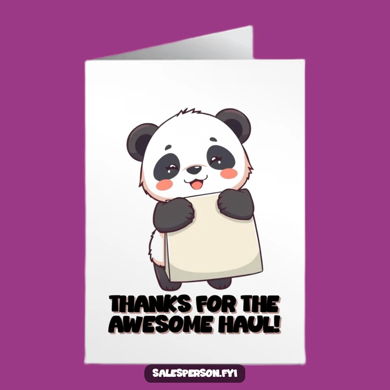 Free Printable Thank You Card: Amusing Panda Shopper Downloadable for Gratitude