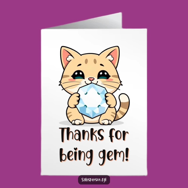Free Printable Thank You Card: Cat Gem Sparkle, Downloadable Gift