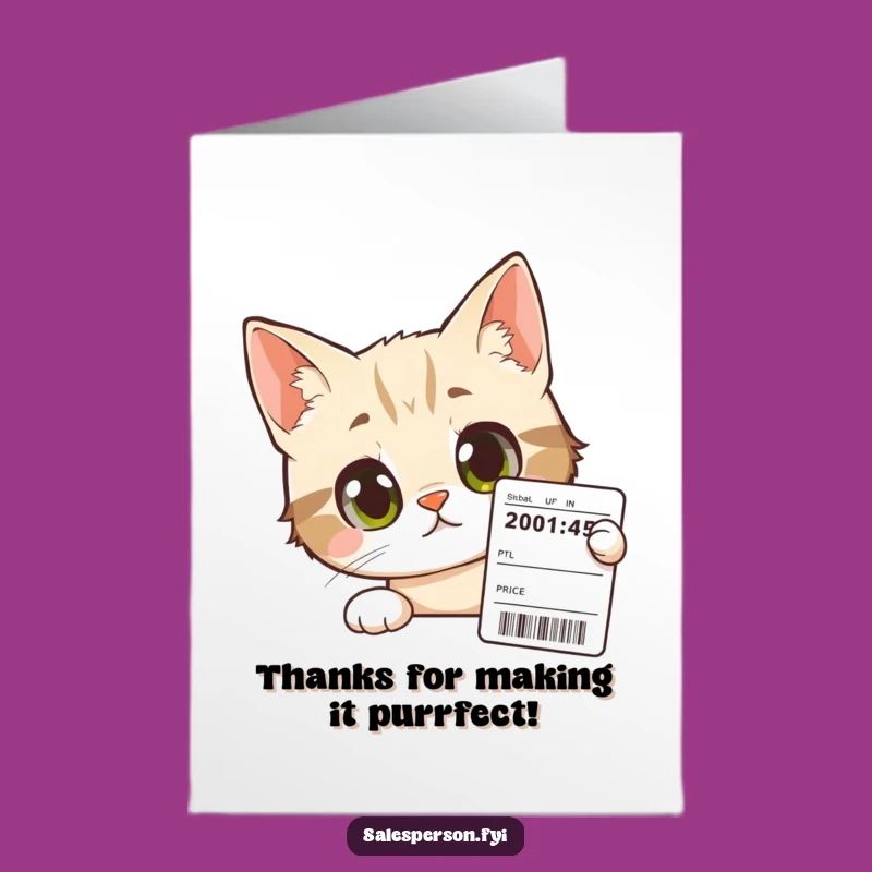Free Printable Thank You Card: Cat Price Tag, Funny Downloadable Greeting for Thoughtful Gifts
