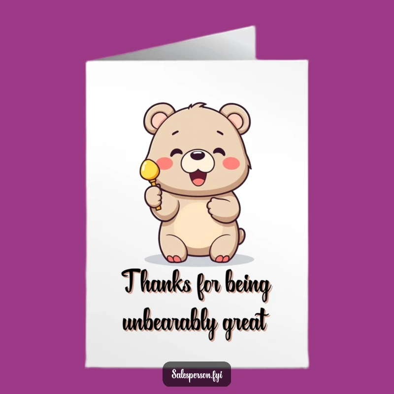 Free Printable Thank You Card: Cheerful Bear Treasure, Funny Downloadable for Appreciation