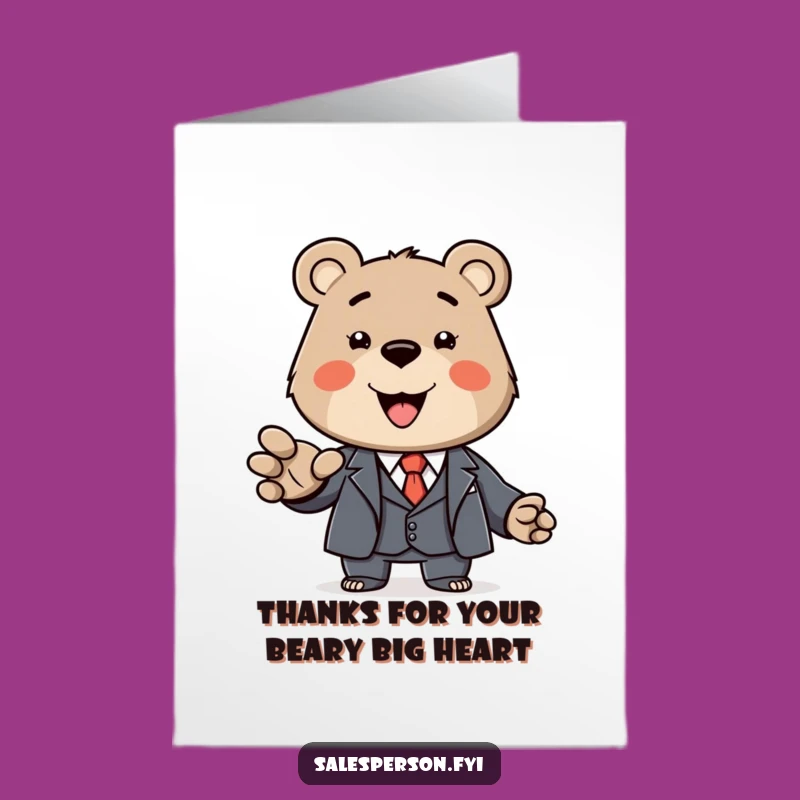 Free Printable Thank You Card: Dapper Bear, Humorous Download at Home for Gratitude