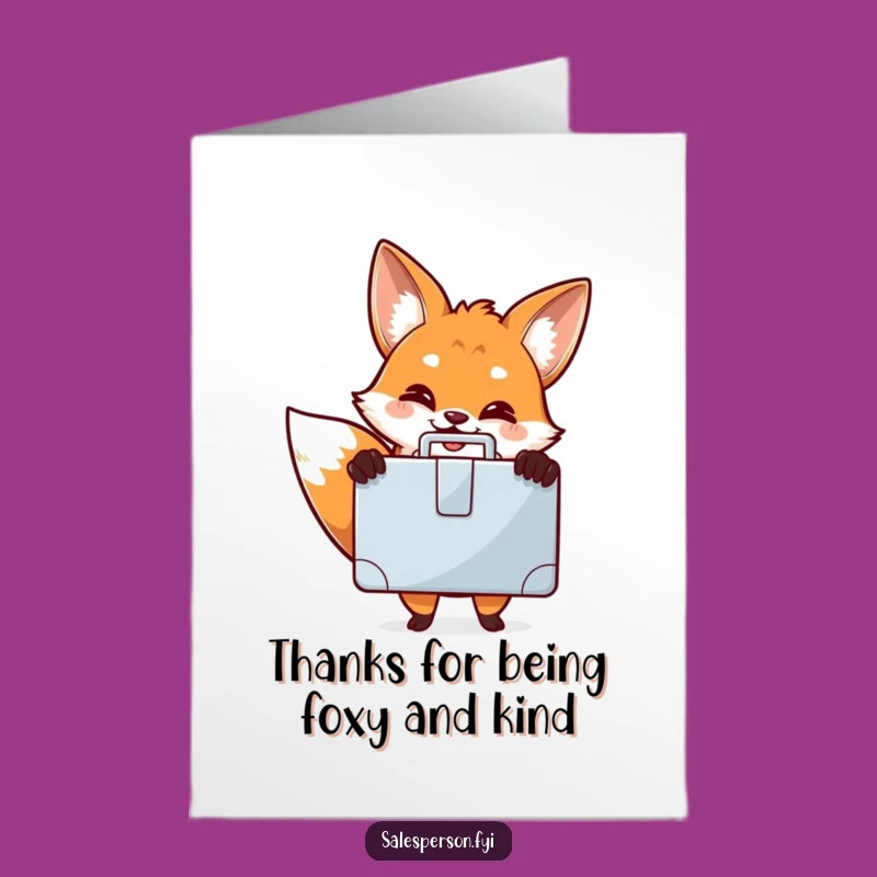 Free Printable Thank You Card: Fox & Briefcase, Humorous Download at Home