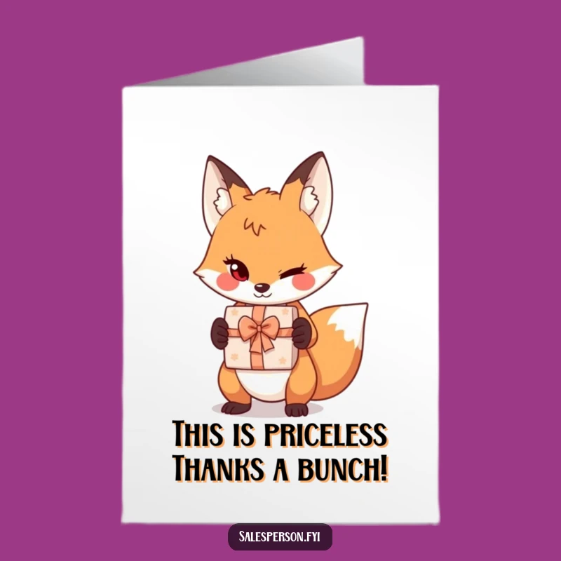 Free Printable Thank You Card: Sly Fox Wink Funny Downloadable Gift Expressing Gratitude