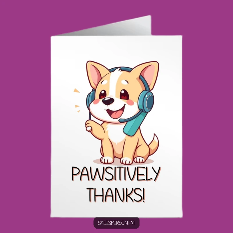 Free Printable Dog Thank You Card: Funny Headset Phone Call Downloadable Gratitude