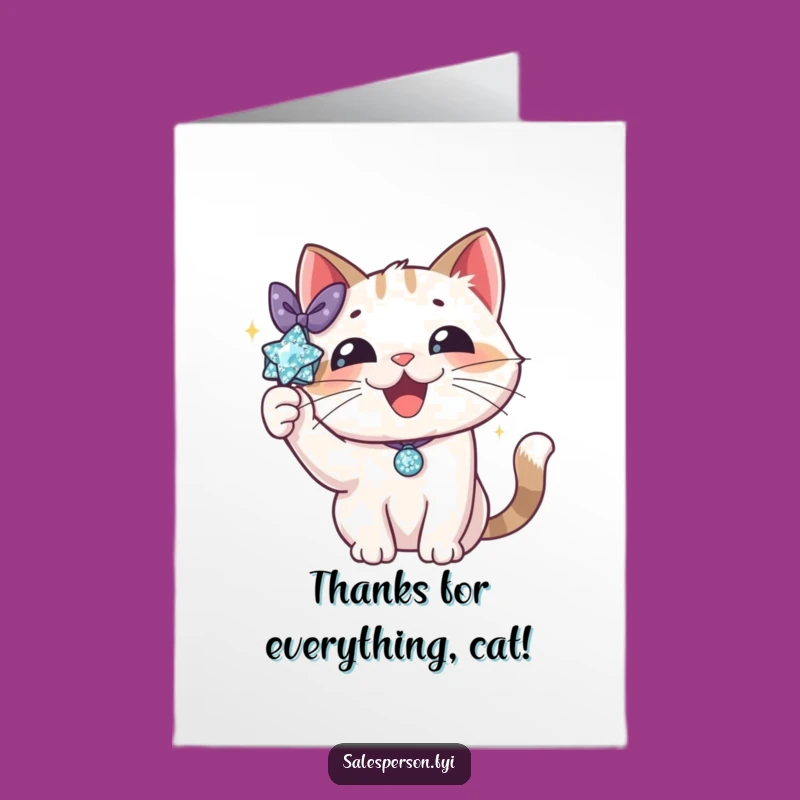 Free Printable Thank You Card: Sparkly Cat Accessory, Adorable Downloadable Gratitude with Style