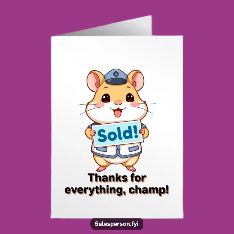 Free Printable Hamster Thank You Card: Energetic Funny Downloadable Gratitude