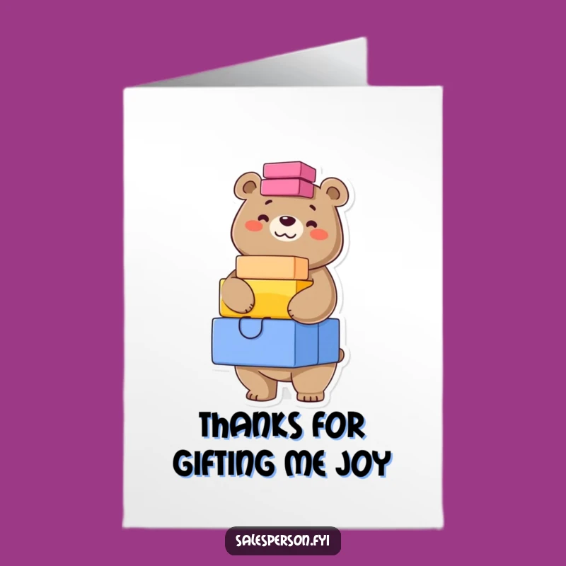 Free Printable Thank You Card: Confident Bear Boxes Gratitude Downloadable Gift