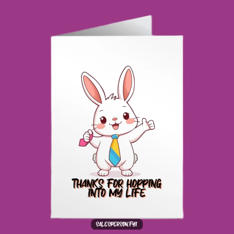 Free Printable Thank You Card: Bunny & Tie, Humorous Download at Home for Gratitude
