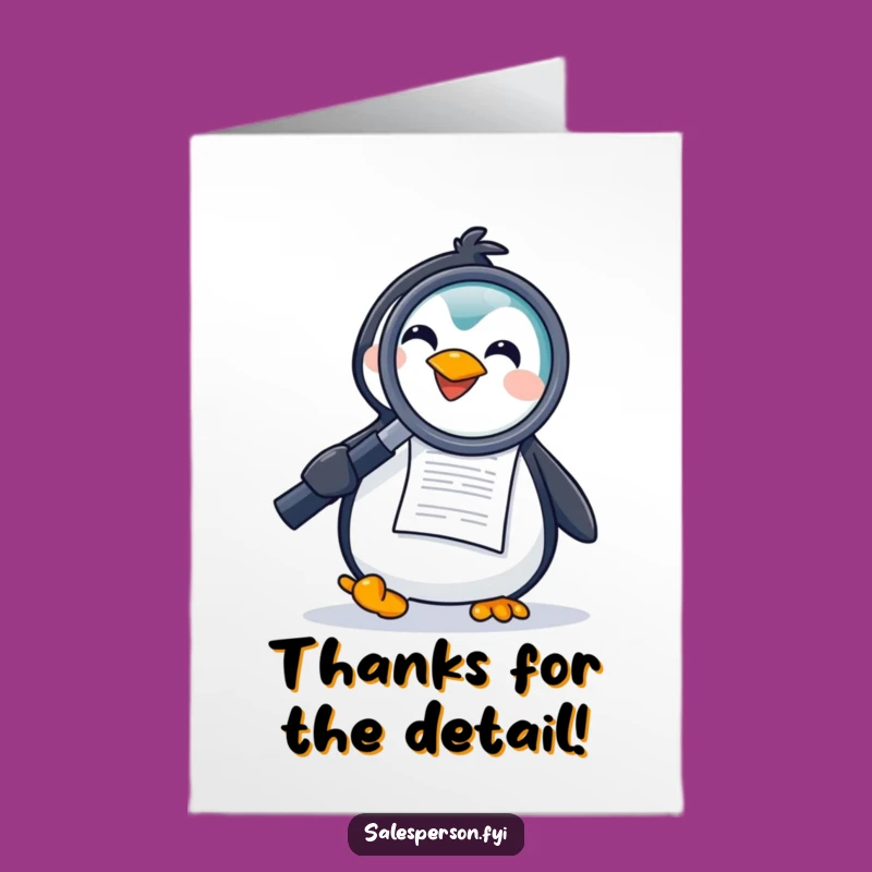 Free Printable Penguin Details Card - Funny Downloadable Thanks Gift
