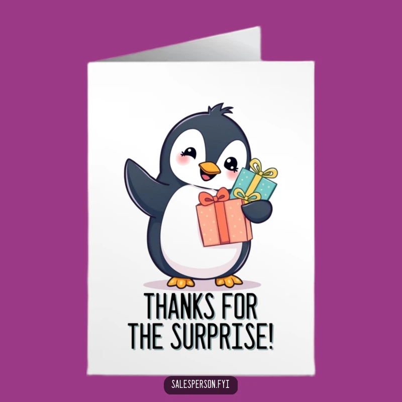 Free Printable Thank You Card: Penguin's Gift of Thanks, Funny Downloadable