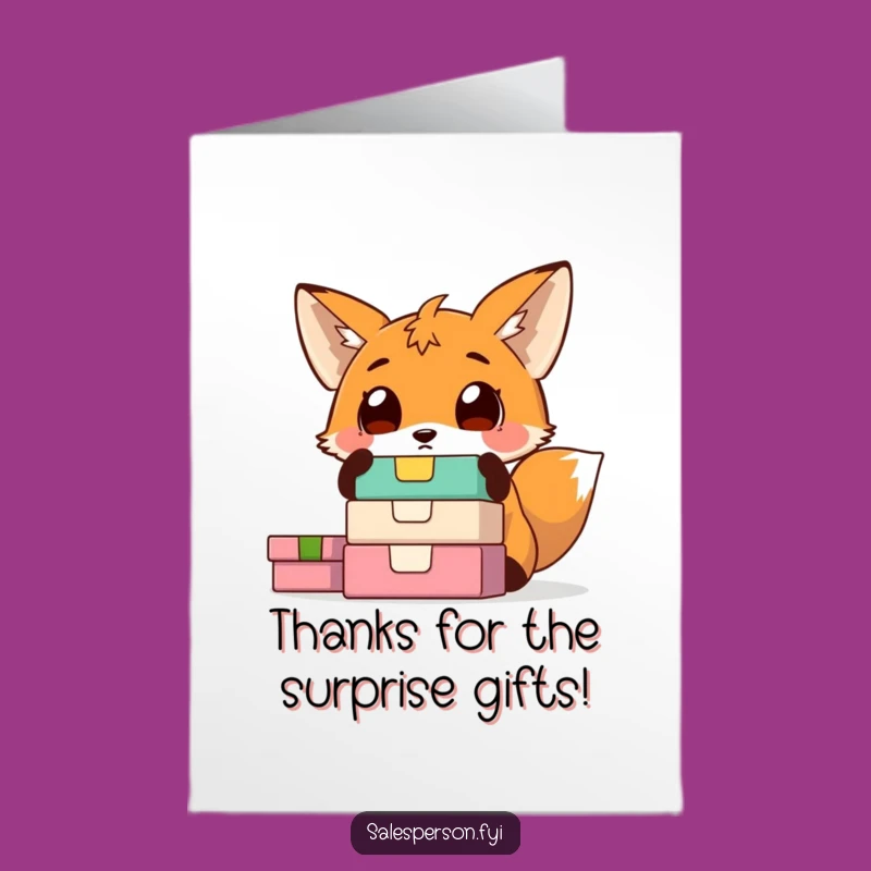 Free Printable Thank You Card: Surprised Fox Boxes, Express Gratitude with Downloadable Amazement