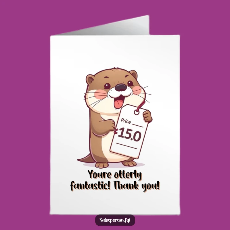 Free Printable Thank You Card: Otter Price Tag Funny Downloadable Gift for Generosity