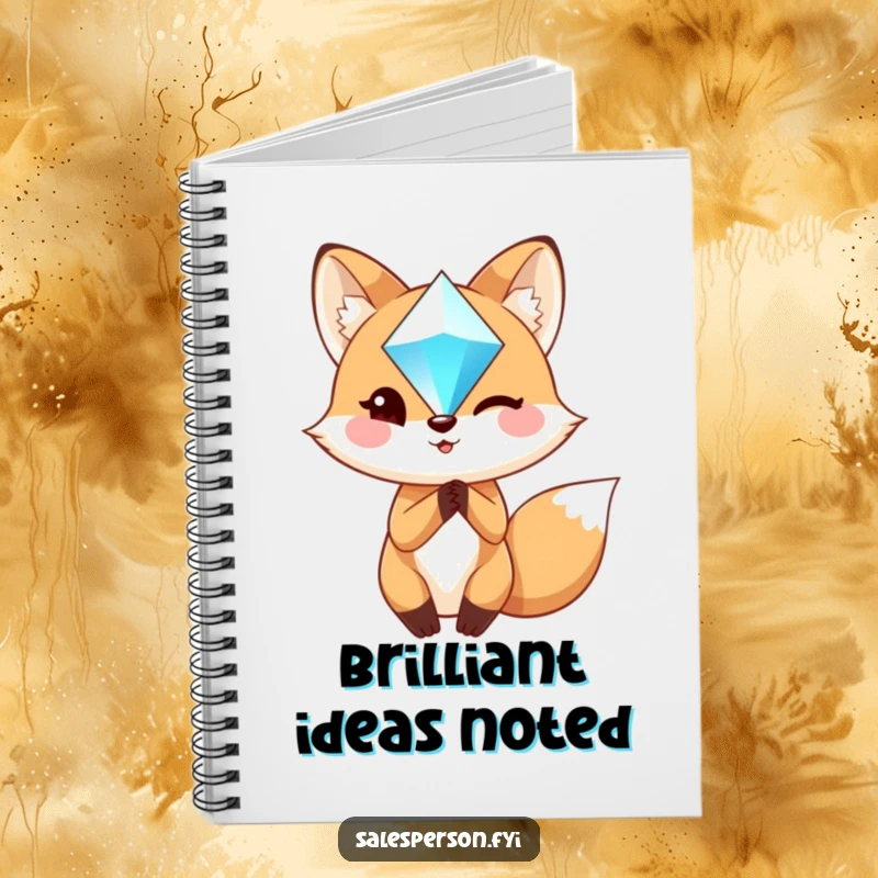 Funny Fox Notebook: A charming fox holding a sparkling gem, giving a confident wink, perfect for jotting ideas.