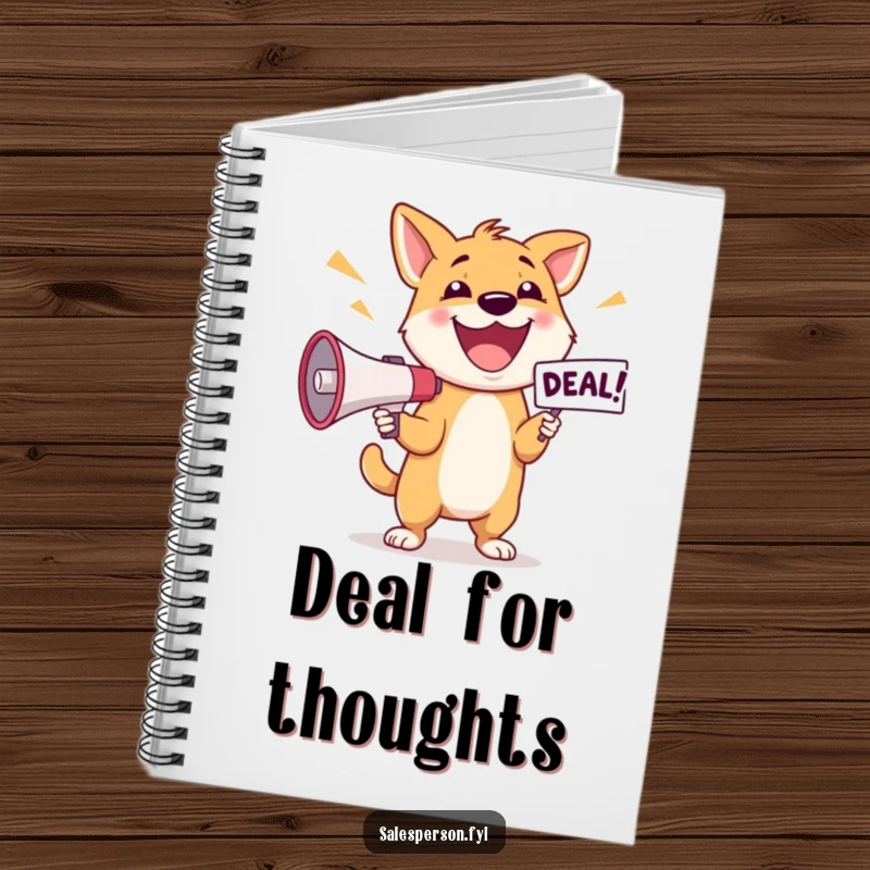 Funny Dog Deal Notebook: Happy dog excitedly announcing a deal with a megaphone, ideal for notes.