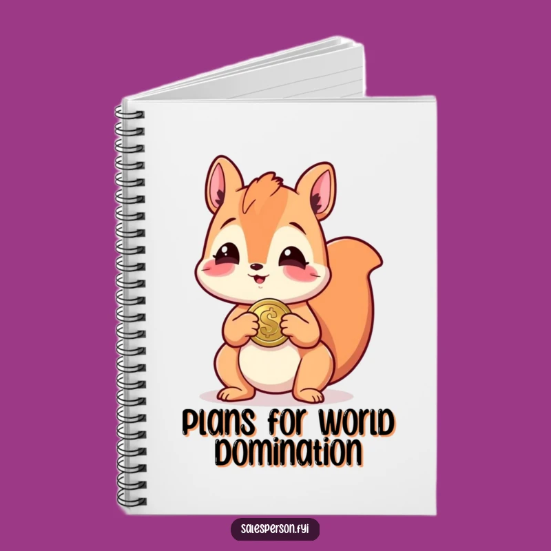Funny Giggling Squirrel Notebook, Journal with Shiny Coin, Gift Idea