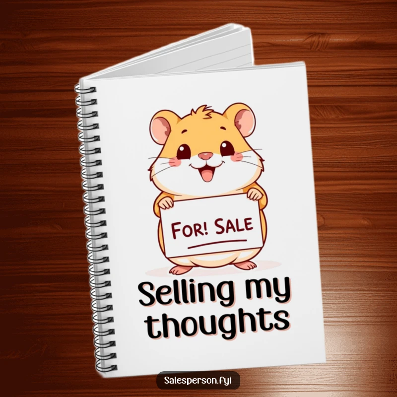 Funny Hamster For Sale Notebook: Cheerful hamster with a big smile holding a 'For Sale' sign, for notes.