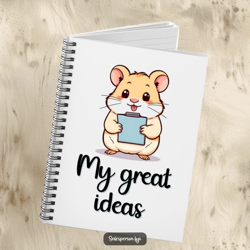 Funny hamster with a clipboard, ready to write down notes, featured on the cover of a handy notebook.