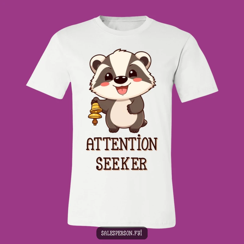 Funny Badger Bell Ringing T-Shirt - Cheerful Grin Gift for Him Her