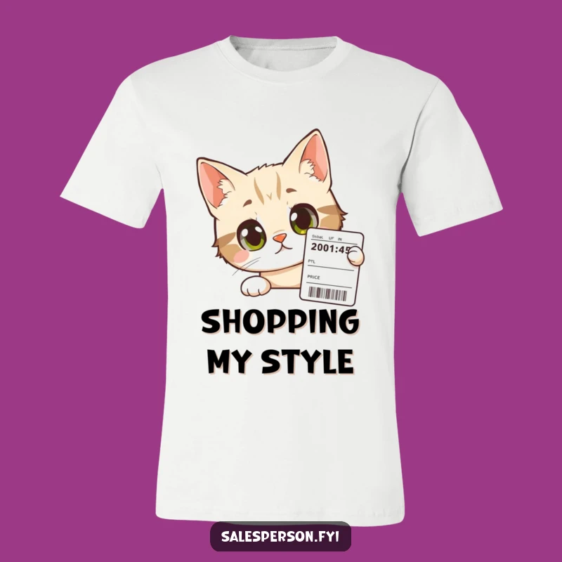 Funny Cat Bargain Hunter Funny T-Shirt - Curious Feline Checking Prices Gift