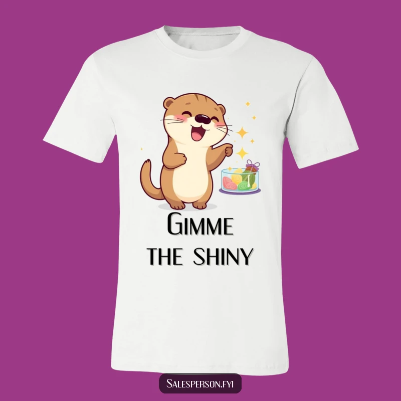 Funny Otter Sparkle Point T-Shirt - Playful Shopping Gift for Her