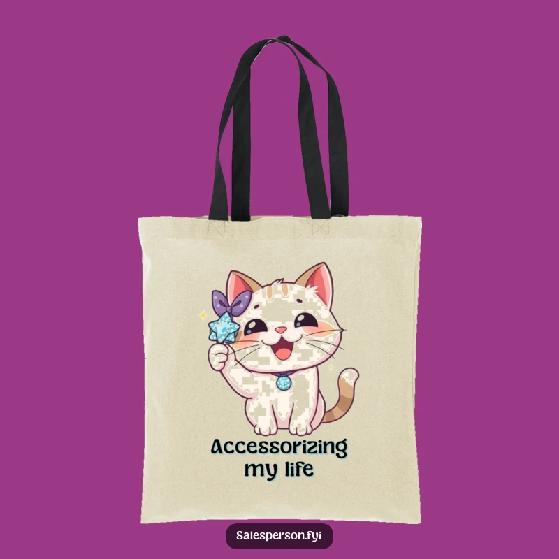 Funny Cat Sparkle Tote Bag: Carry Your Shine in Style