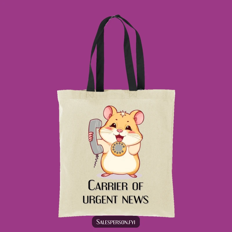Funny Hamster Shopping Tote: Carry Your Laughs with This Adorable Phone-Loving Bag