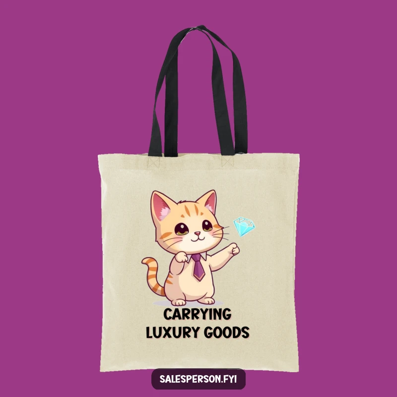 Funny Cat Diamond Tote Bag - Carry Class & Sparkle, Hilarious Gift Bag
