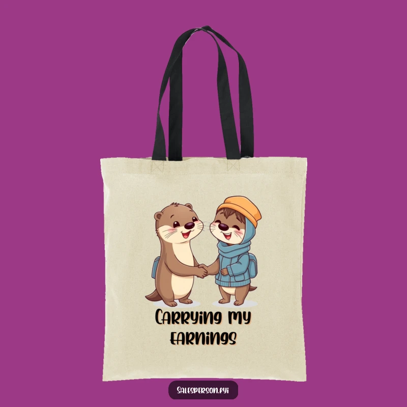 Funny Otter Tote Bag: Handshake Deal, Carry Your Success in Style