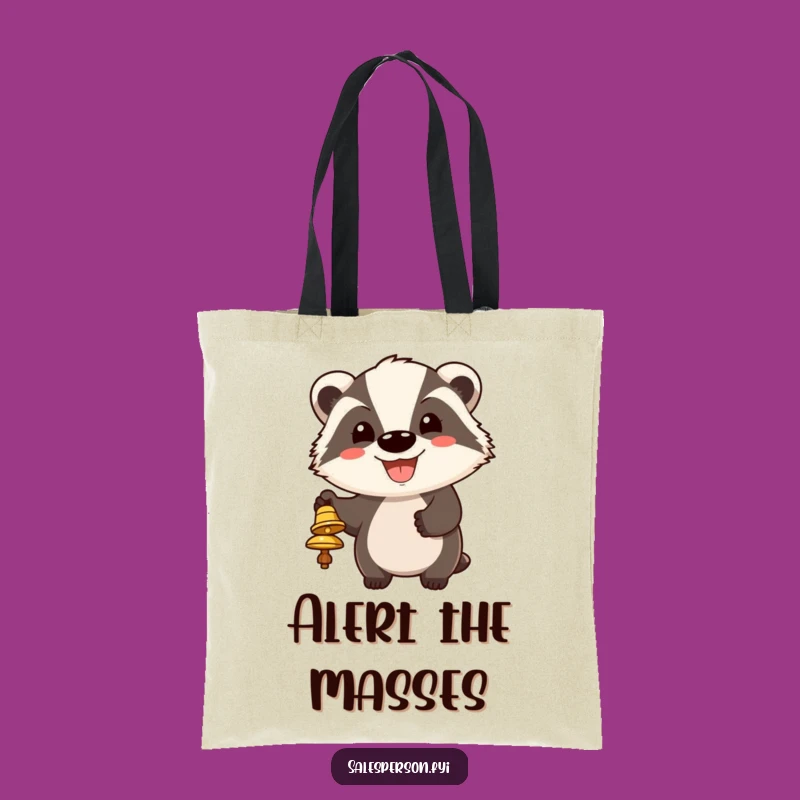 Funny Badger Bell Ringing Tote Bag - Cheerful Grin Shopping Gift
