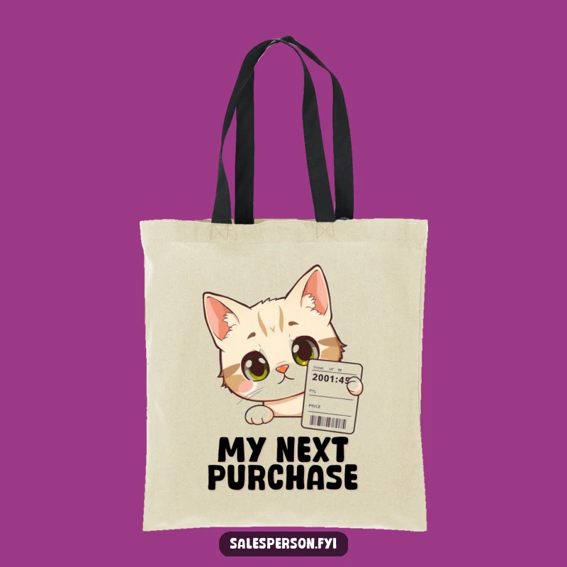 Funny Cat Shopping Tote - Durable and Witty Cat Price Tag Bag Gift