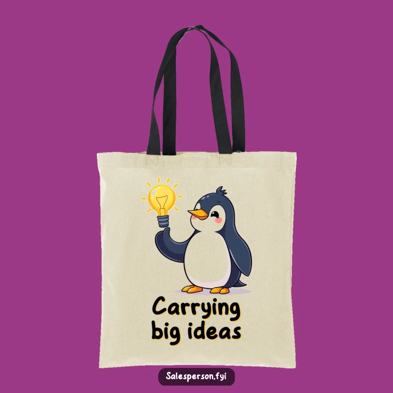 Funny Penguin Brainstorm Tote: Carry Your Ideas with This Enthusiastic Bag