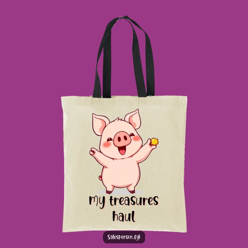 Funny Pig's Shiny Find Tote Bag: Chic & Humorous Carry-All