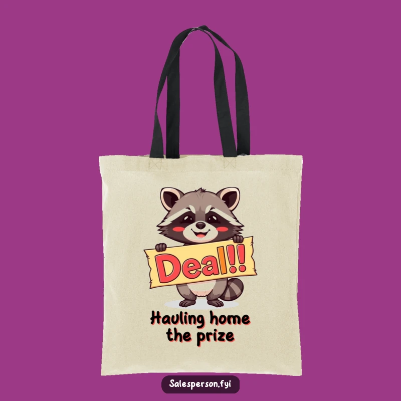 Funny Raccoon Tote Bag, Colorful Deal! Banner Carryall, Gift Idea