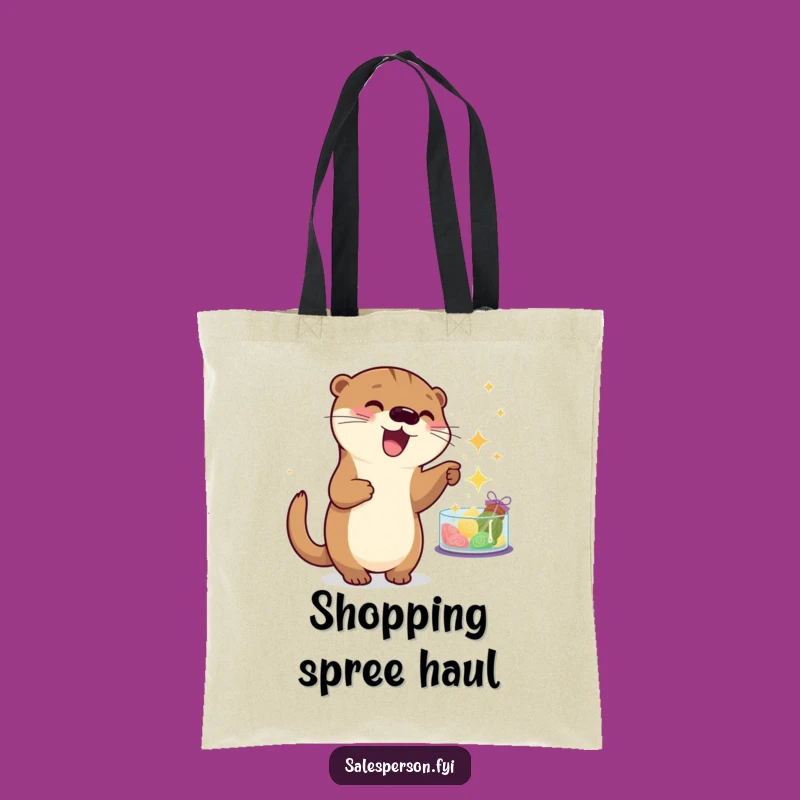 Funny Otter Sparkle Tote Bag - Playful Gift for Bargain Hunters